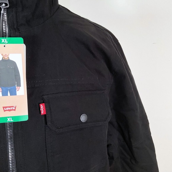 Levi Strauss Mens Black Full Zip Quilted Lined Work Utility Jacket XL - Picture 3 of 10